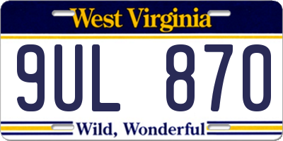 WV license plate 9UL870