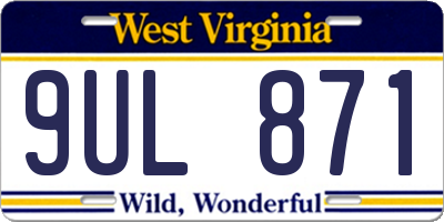 WV license plate 9UL871