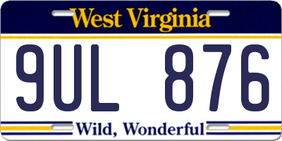 WV license plate 9UL876