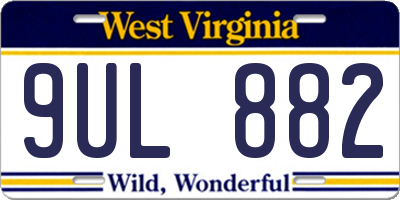 WV license plate 9UL882
