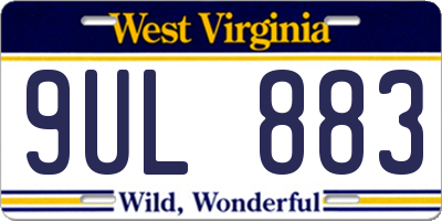 WV license plate 9UL883
