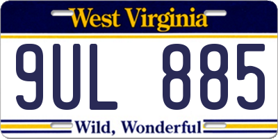 WV license plate 9UL885