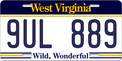 WV license plate 9UL889