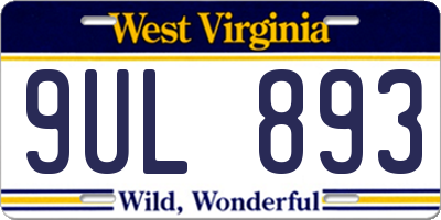 WV license plate 9UL893