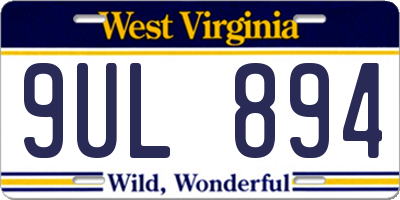 WV license plate 9UL894