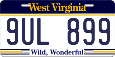 WV license plate 9UL899