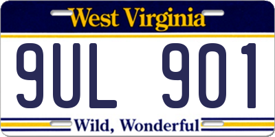 WV license plate 9UL901