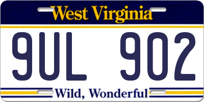 WV license plate 9UL902