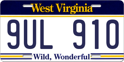 WV license plate 9UL910