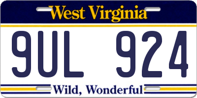 WV license plate 9UL924