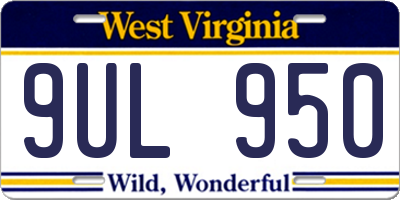 WV license plate 9UL950