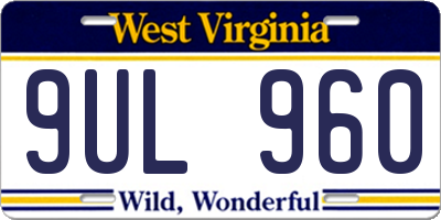WV license plate 9UL960