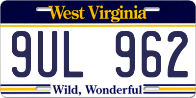WV license plate 9UL962