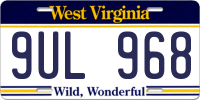WV license plate 9UL968