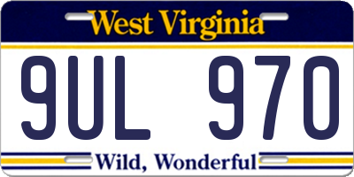WV license plate 9UL970