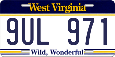 WV license plate 9UL971