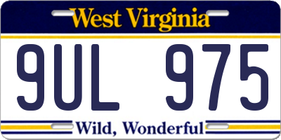 WV license plate 9UL975