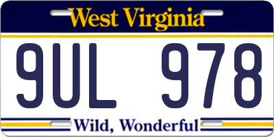 WV license plate 9UL978