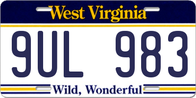 WV license plate 9UL983