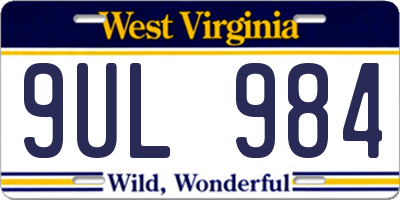 WV license plate 9UL984