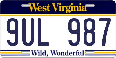 WV license plate 9UL987