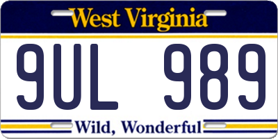 WV license plate 9UL989