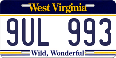 WV license plate 9UL993
