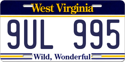 WV license plate 9UL995