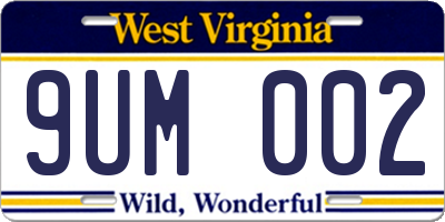 WV license plate 9UM002