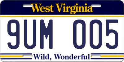 WV license plate 9UM005