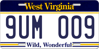WV license plate 9UM009