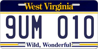 WV license plate 9UM010