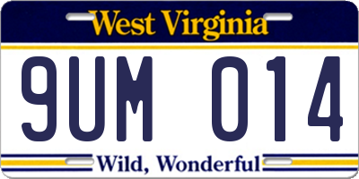 WV license plate 9UM014