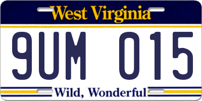 WV license plate 9UM015