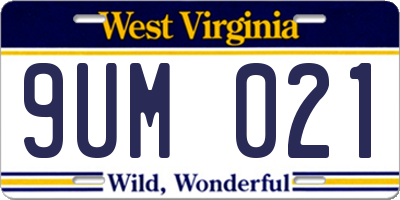 WV license plate 9UM021