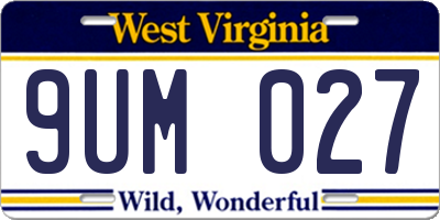WV license plate 9UM027