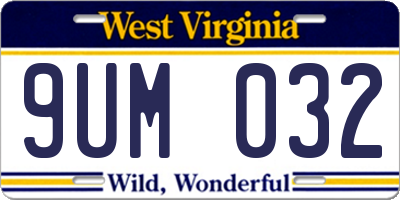 WV license plate 9UM032