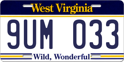 WV license plate 9UM033