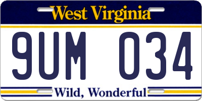 WV license plate 9UM034