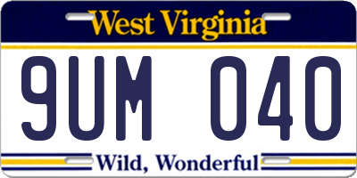 WV license plate 9UM040
