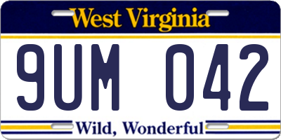 WV license plate 9UM042