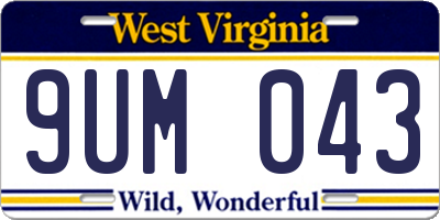 WV license plate 9UM043