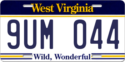 WV license plate 9UM044