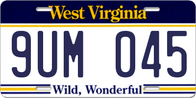 WV license plate 9UM045