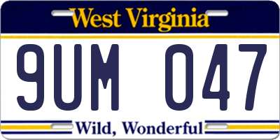 WV license plate 9UM047