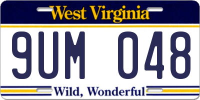 WV license plate 9UM048