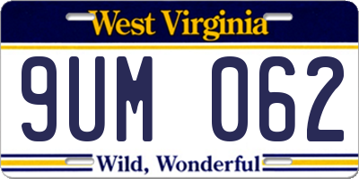 WV license plate 9UM062