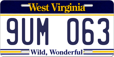 WV license plate 9UM063
