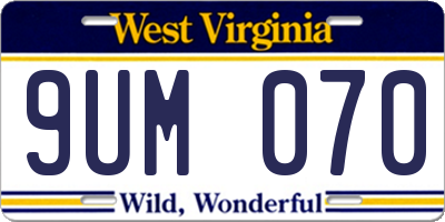 WV license plate 9UM070