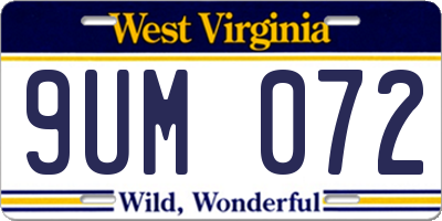 WV license plate 9UM072
